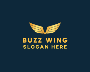 Gold Auto Aviation Wings  logo design