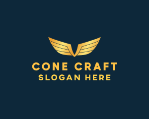 Gold Auto Aviation Wings  logo design