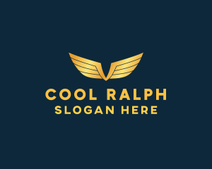 Gold Auto Aviation Wings  logo design