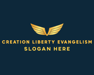 Gold Auto Aviation Wings  logo design