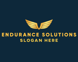 Gold Auto Aviation Wings  logo design