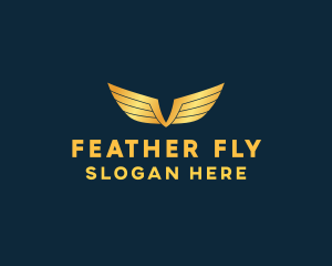 Gold Auto Aviation Wings  logo design