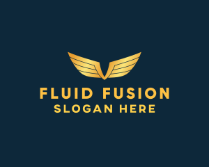 Gold Auto Aviation Wings  logo design