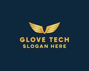 Gold Auto Aviation Wings  logo design