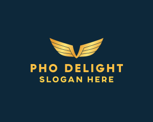 Gold Auto Aviation Wings  logo design