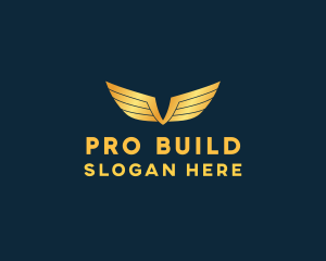 Gold Auto Aviation Wings  logo design