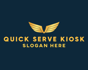 Gold Auto Aviation Wings  logo design