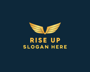 Gold Auto Aviation Wings  logo design