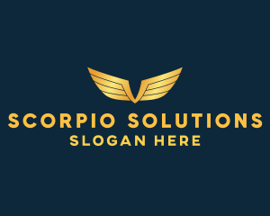 Gold Auto Aviation Wings  logo design