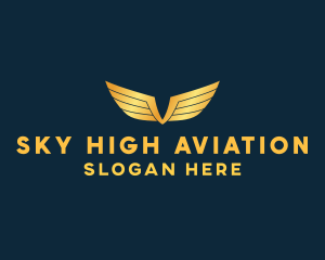 Gold Auto Aviation Wings  logo design