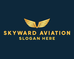 Gold Auto Aviation Wings  logo design