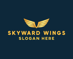 Gold Auto Aviation Wings  logo design