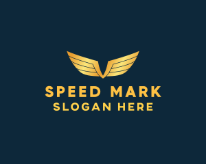 Gold Auto Aviation Wings  logo design