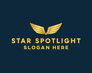 Gold Auto Aviation Wings  logo design