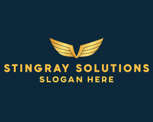 Gold Auto Aviation Wings  logo design