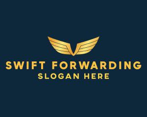 Gold Auto Aviation Wings  logo design