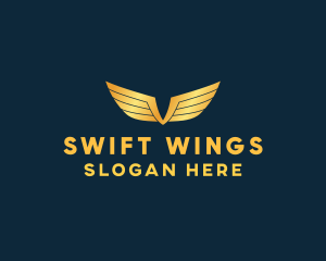 Gold Auto Aviation Wings  logo design