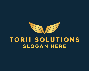 Gold Auto Aviation Wings  logo design