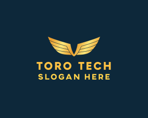 Gold Auto Aviation Wings  logo design