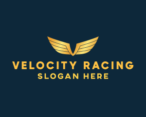 Gold Auto Aviation Wings  logo design