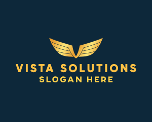 Gold Auto Aviation Wings  logo design