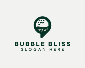 Golf Ball Speech Bubble logo design