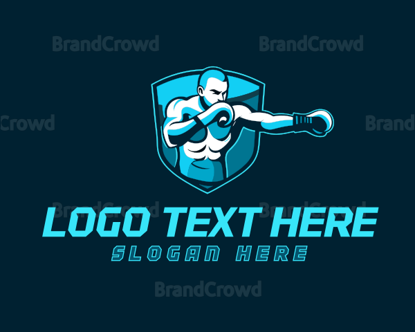 Boxer Punching Shield Logo