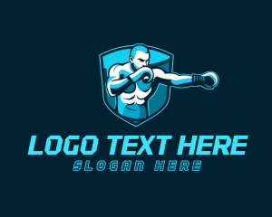 Training - Boxer Punching Shield logo design