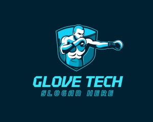 Boxer Punching Shield logo design