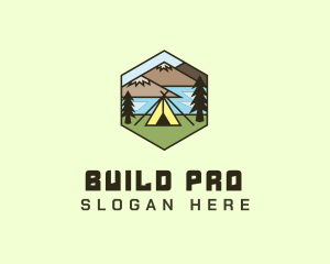 Camping Grounds - Mountain Adventure Tent logo design