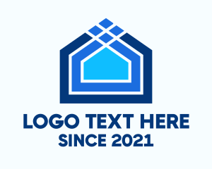 Roofing - Blue House Lines logo design