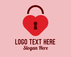 Valentine - Love Lock Keyhole logo design