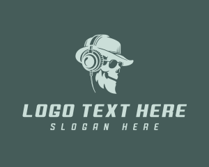 Hat - Headset Skull DJ logo design