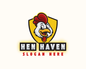 Chicken Rooster Shield logo design