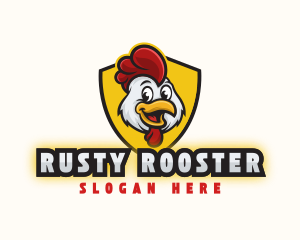 Chicken Rooster Shield logo design