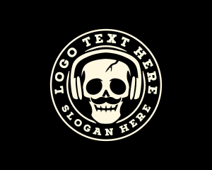 Music - Skull Music Headphones logo design