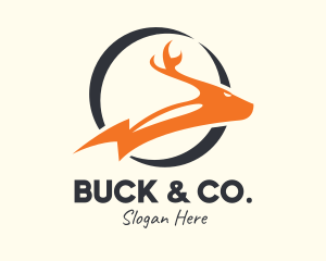 Electricity Bolt Deer logo design