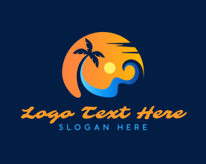 Surf - Palm Tree Surfing Wave logo design