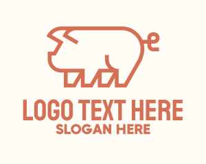 Meat Shop - Cute Pig Monoline logo design