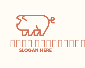 Livestock - Cute Pig Monoline logo design