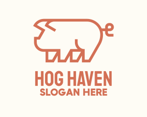 Hog - Cute Pig Monoline logo design