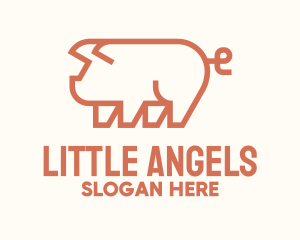 Meat Shop - Cute Pig Monoline logo design