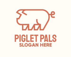 Piglet - Cute Pig Monoline logo design