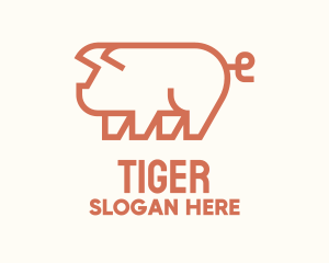 Barn - Cute Pig Monoline logo design