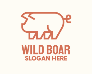 Boar - Cute Pig Monoline logo design