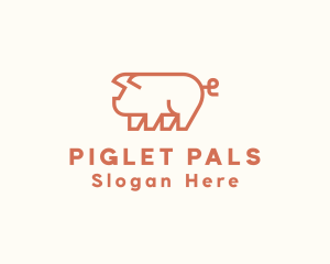 Cute Pig Monoline logo design