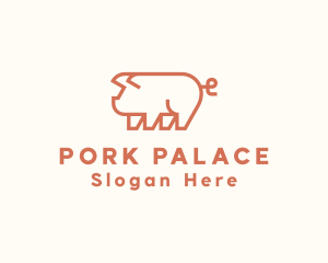 Cute Pig Monoline logo design