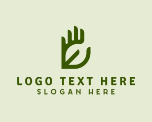 Negative Space - Hand Leaf Garden Agriculture logo design