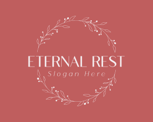 Mortuary - Leaf Wreath Decor logo design