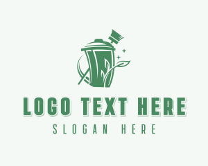 Recycling Bin - Broom Garbage Waste logo design